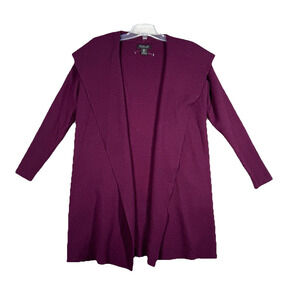Rachel Zoe Sweater Women Small Maroon Open Draped Front Casual Preppy Minimalist